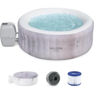 SaluSpa Cancun 2-4 Person Inflatable Hot Tub, Round Energy-Efficient Portable Spa with 120 AirJets, Customized