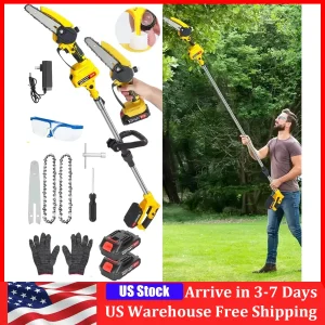 Electric Telescoping Pole Saw 2 in 1 Brushless Mini Chainsaw Garden Woodworking Pruner Tree Trimming Extension Rod Saw W/Battery