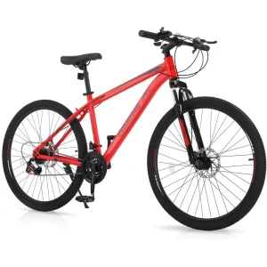 Men's and Women's 26/27.5 21-Speed Mountain Bikes with Carbon Steel Frame, All-Terrain Tires, Dual Disc Brakes, and Suspension F