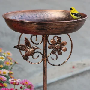 1PC Garden Metal Bird Bath/Feeder, Detachable Cast Iron Decorative Bird Feeder, Suitable for Garden, Patio, and Lawn Decorat