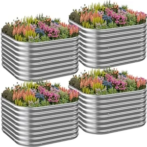 4 Pcak 2x2FT Raised Beds for Gardening Corrugated Galvanized Steel Raised Garden Bed Outdoor Metal Above Ground Garden Bed for