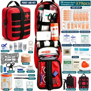 379pcs IFAK Trauma First Aid Kit MOLLE Pouches Emergency Survival Kit Suitable for Home, Car, Travel, Camping, Hiking, Sports