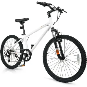 Children's 20/24 Inch 6-Speed Mountain Bike with Suspension Fork, Dual Brakes, and Adjustable Seat for Outdoor City Riding
