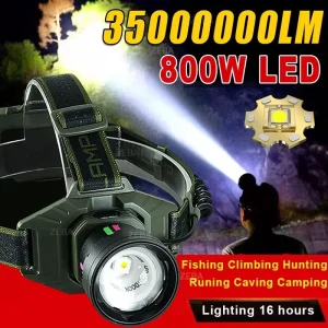 2025 Most Powerful LED Headlamp Super Bright Long Range Head Flashlight USB Rechargeable Head Torch Fishing Hunting Head Light