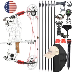 30-70lbs Compound Bow Adjustable Dual-Purpose 80% Let-off High Speed 420FPS for Hunting Shooting Steel Ball and Target Practice Right Hand Archery